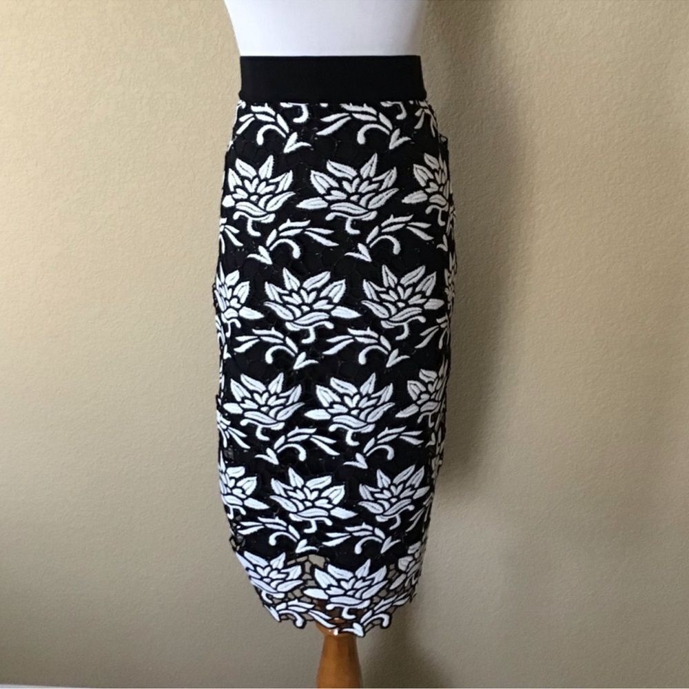 Elegant Black and White Floral Skirt